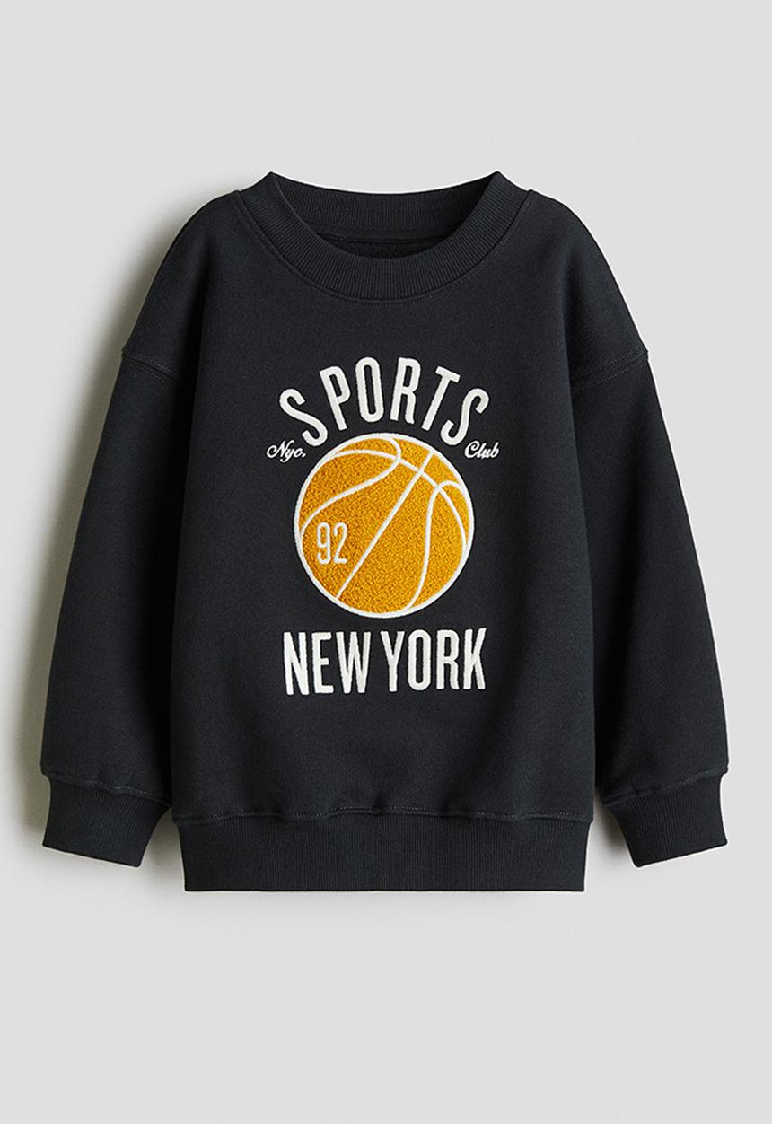 H&M - Printed crew-neck sweatshirt - dark grey sports