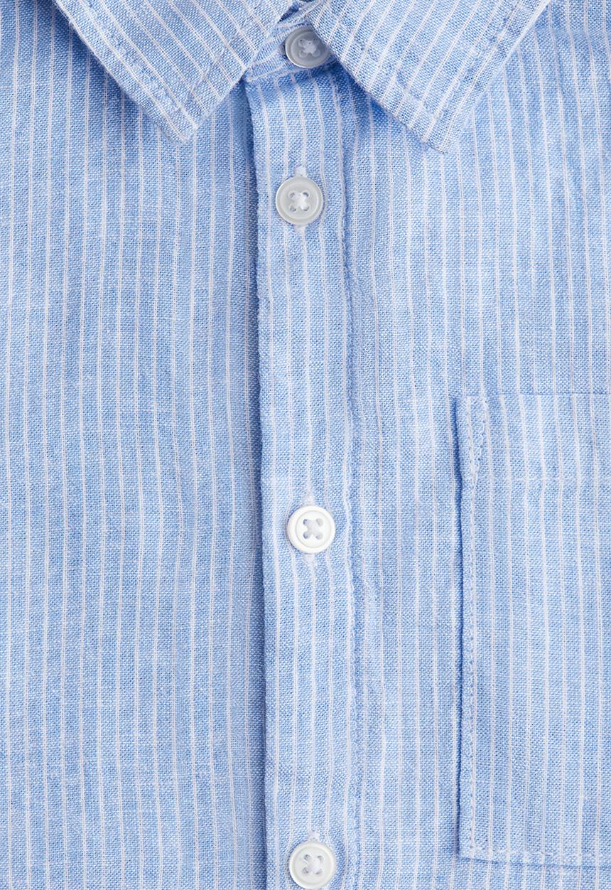 H&M - Short-sleeved linen-blend shirt - blue striped