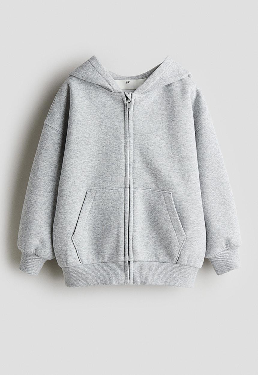 H&M - Oversized zip-through hoodie - light grey marl