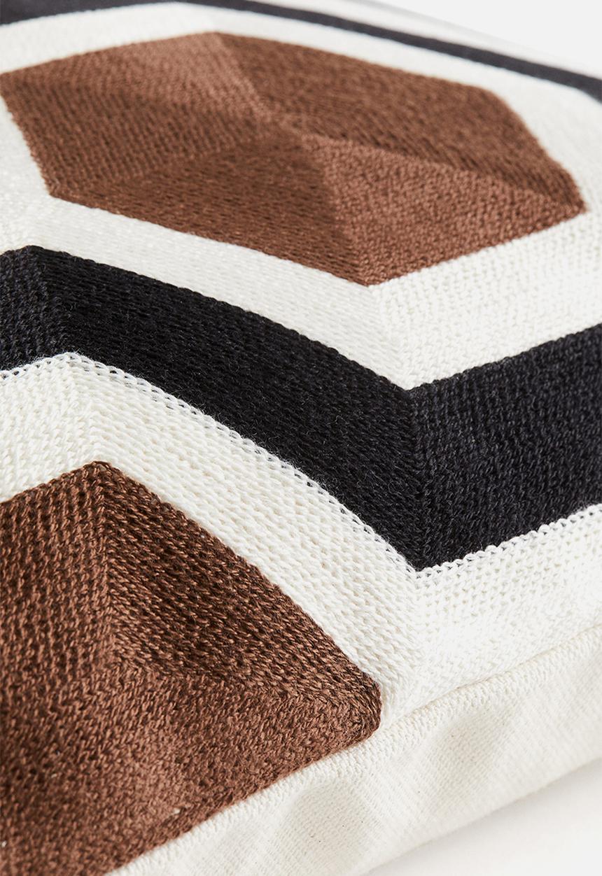 H&M - Embroidered cotton-blend cushion cover - brown/patterned