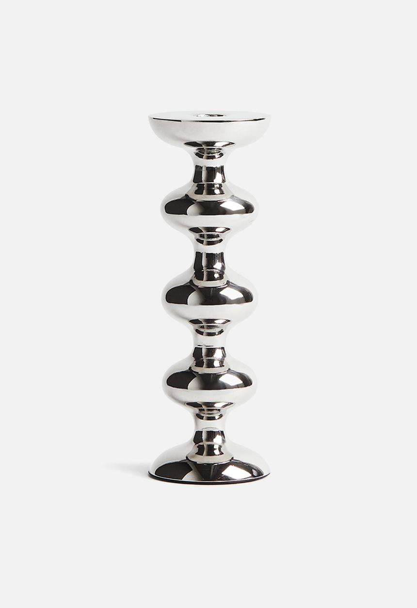 H&M - Tall metal candle holder - silver-coloured