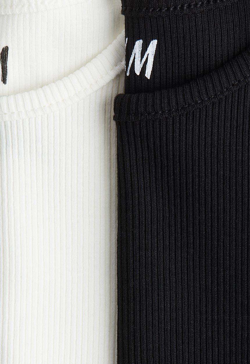 H&M - 2 pack ribbed cotton t-shirts - black/white