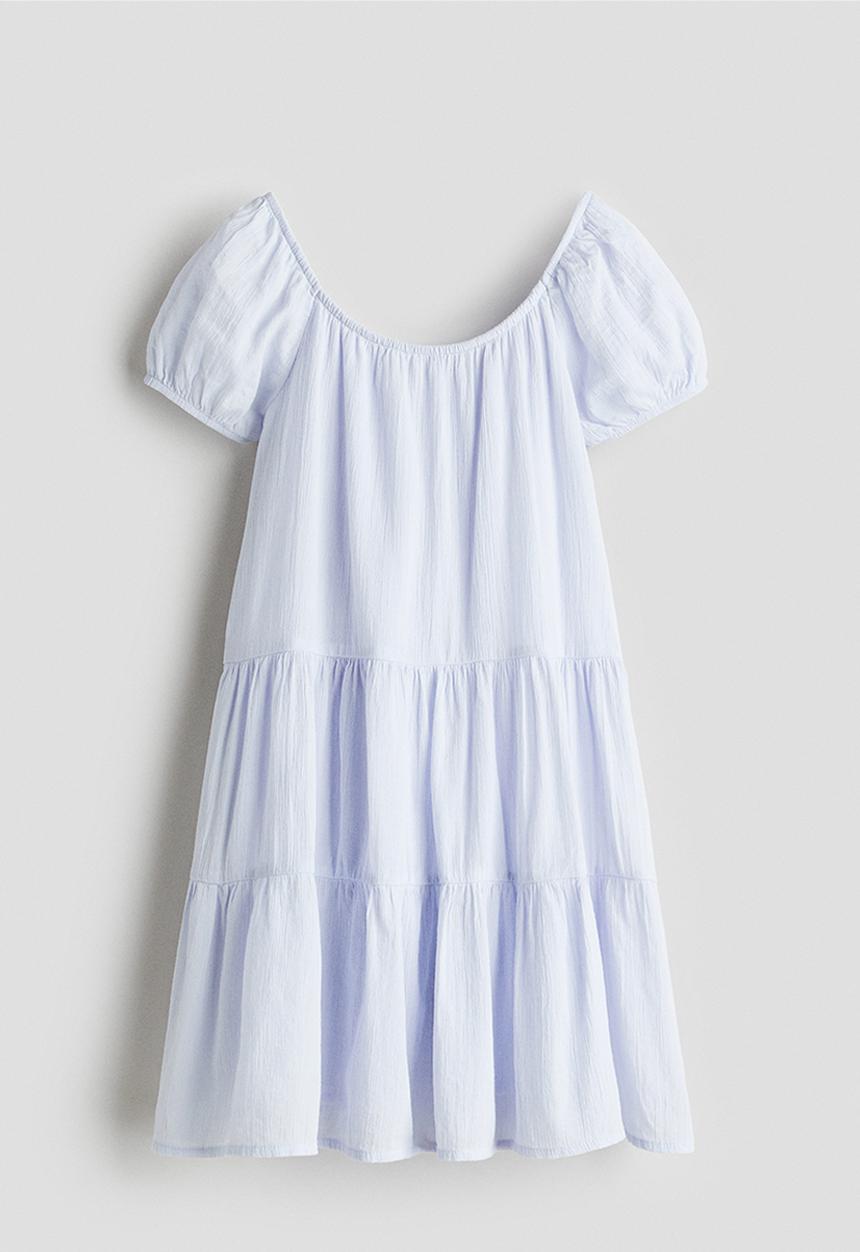 H&M - Crinkled cotton dress - light blue