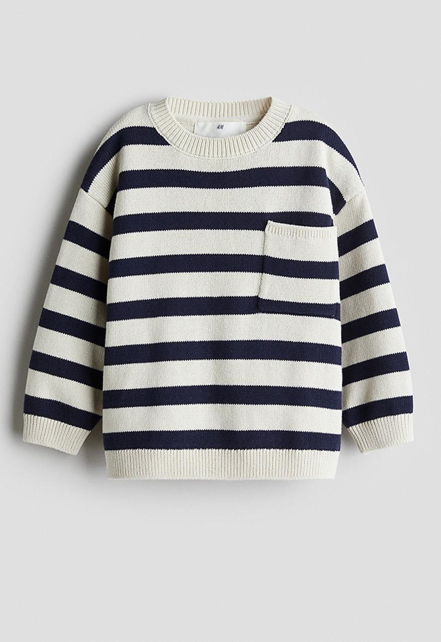 H&M - Cotton jumper - white & navy blue striped 