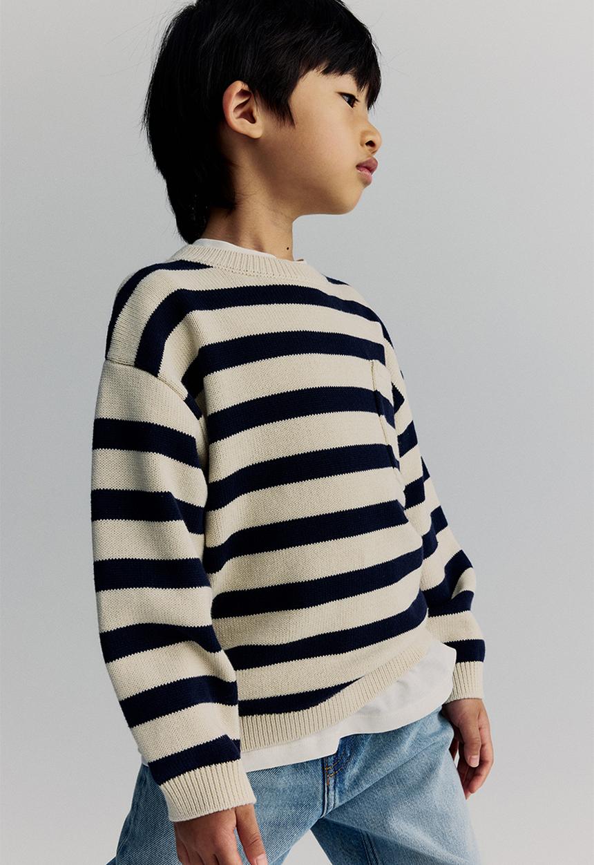 H&M - Cotton jumper - white & navy blue striped 