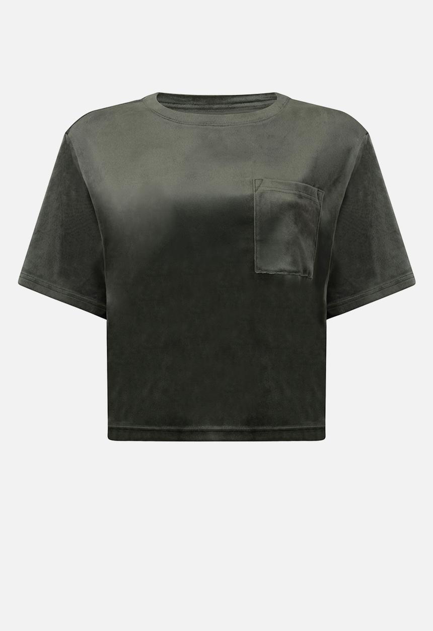 Hunkemoller - Top ss velours pocket - green