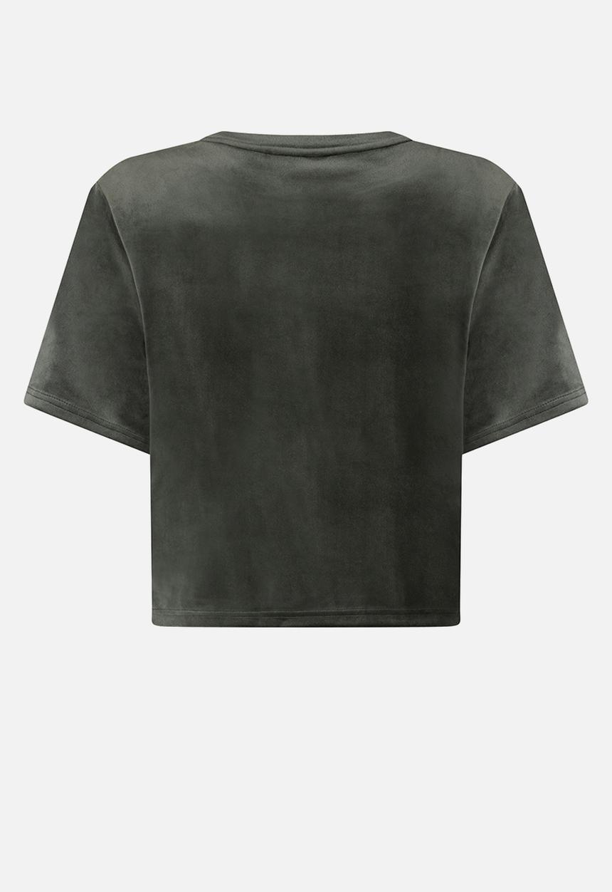 Hunkemoller - Top ss velours pocket - green