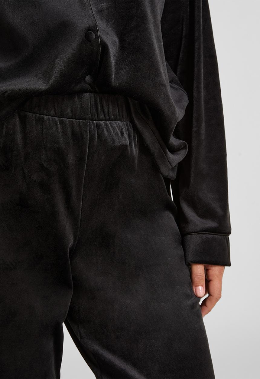 Hunkemoller - Pant velours piping - black