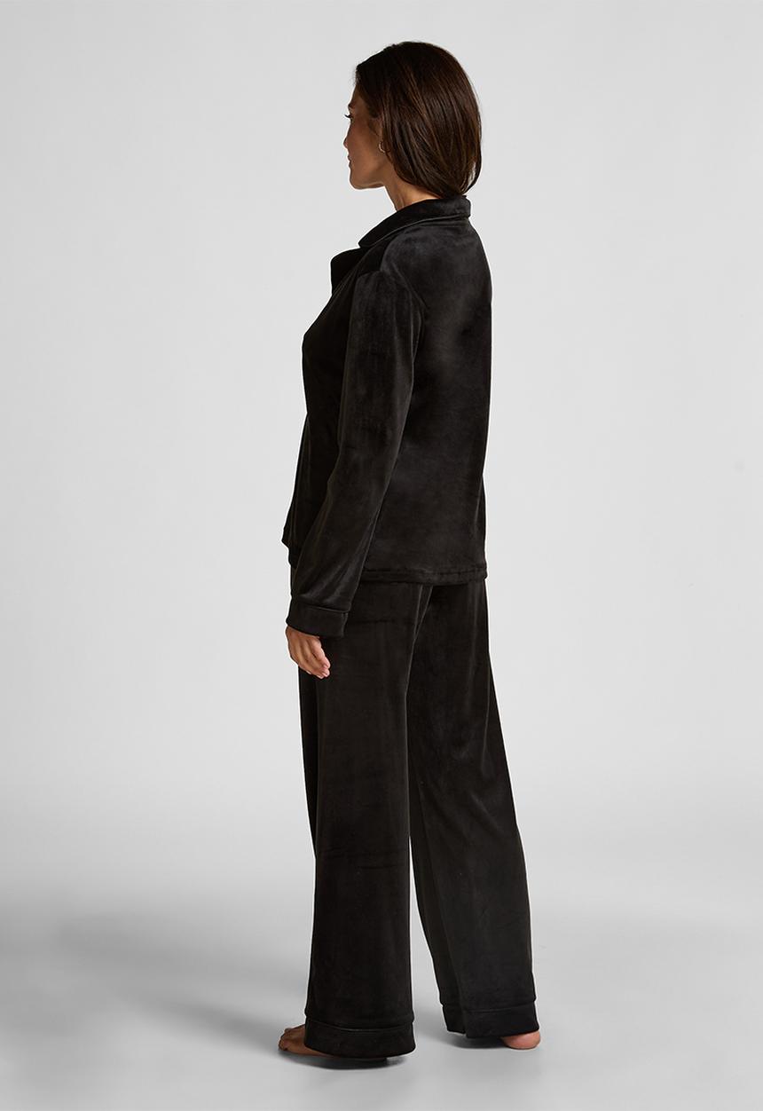 Hunkemoller - Pant velours piping - black