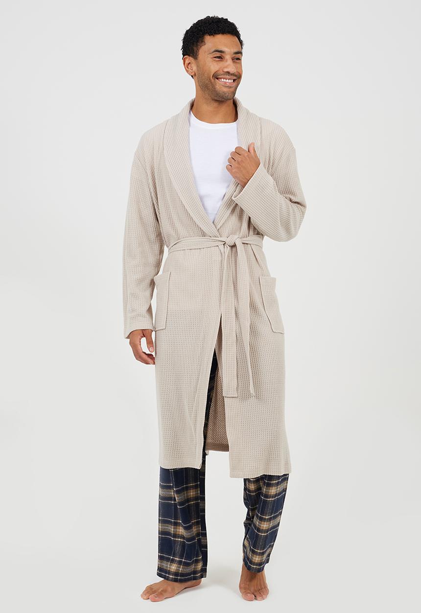 Brave Soul - Waffle Dressing Gown - Oat