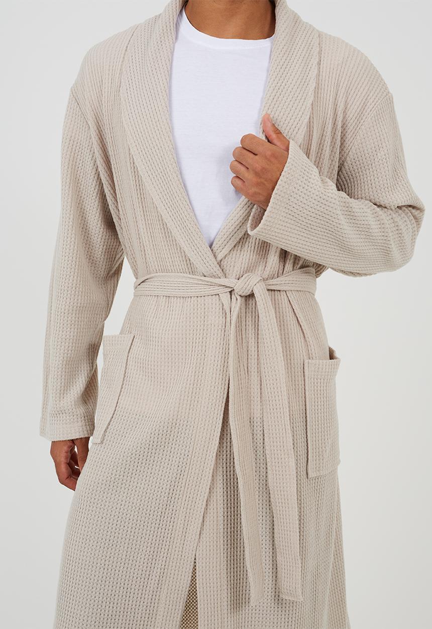Brave Soul - Waffle Dressing Gown - Oat
