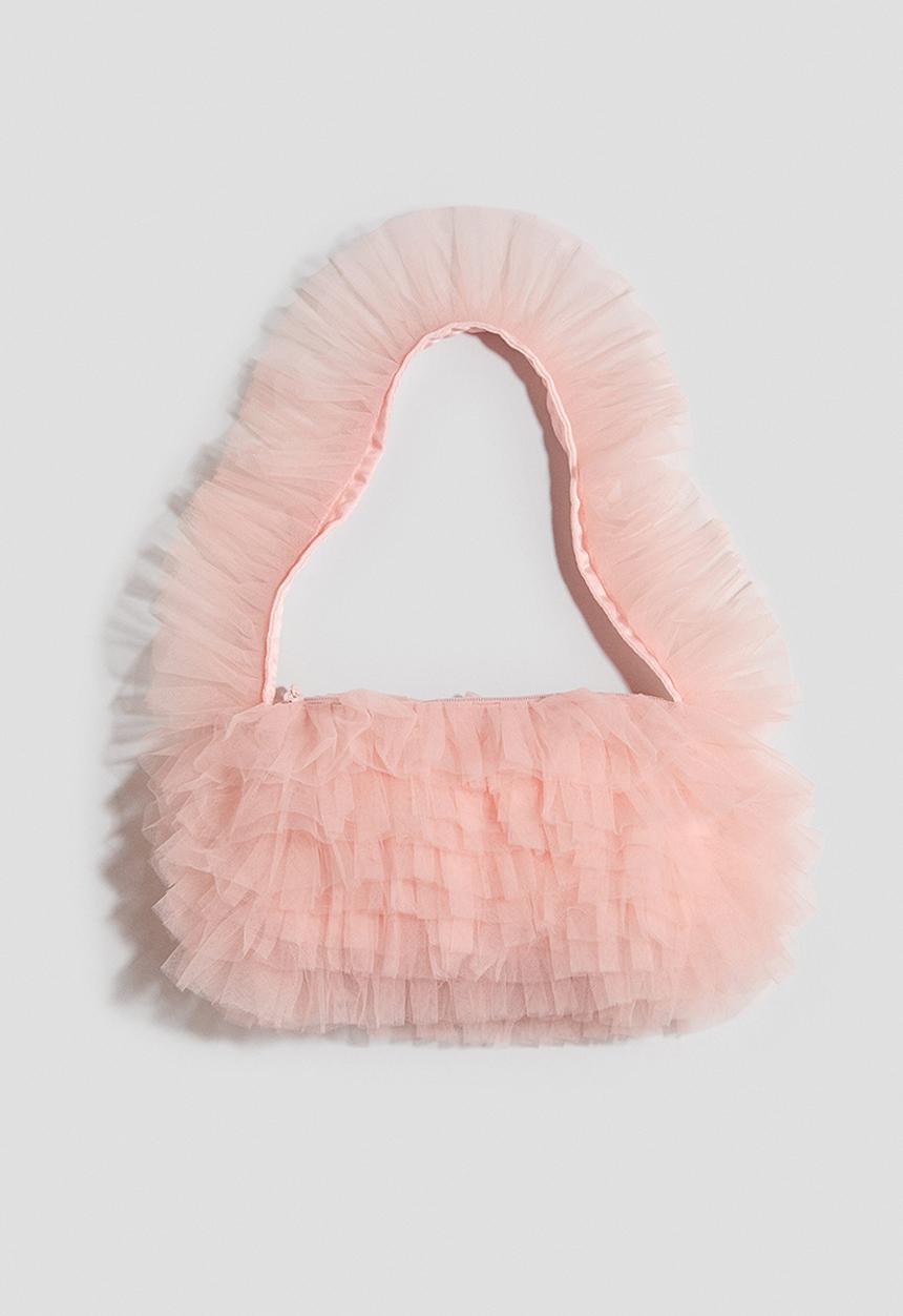 H&M - Tiered tulle handbag - light pink 