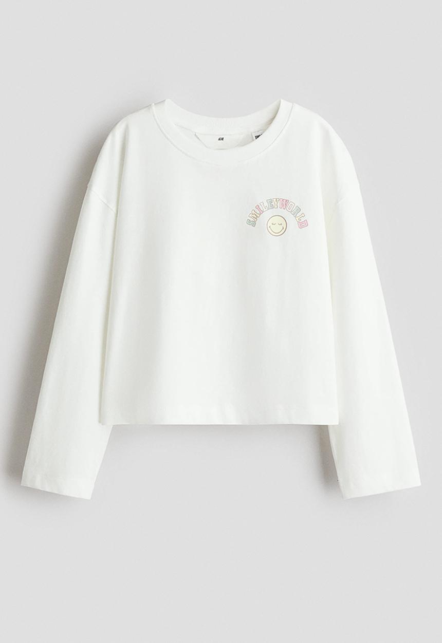 H&M - Printed cotton top -  white/smileyworld® 