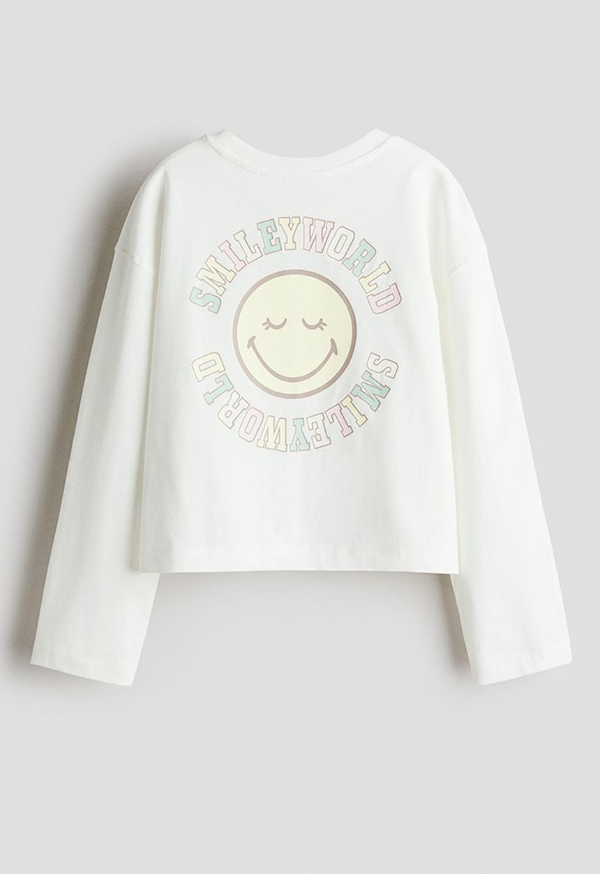 H&M - Printed cotton top -  white/smileyworld® 