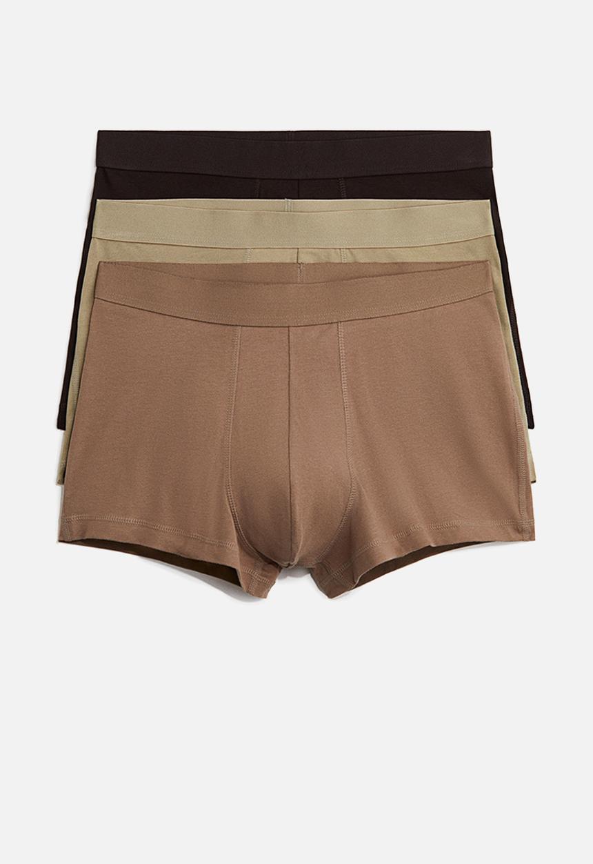 H&M - 3-Pack short trunks with lycra® - green/beige/brown