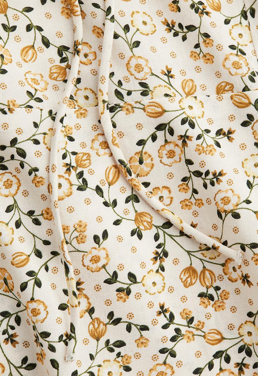 H&M - Puff-sleeved dress - light beige/floral
