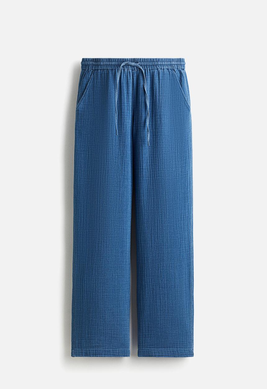 H&M - Cotton muslin trousers - blue