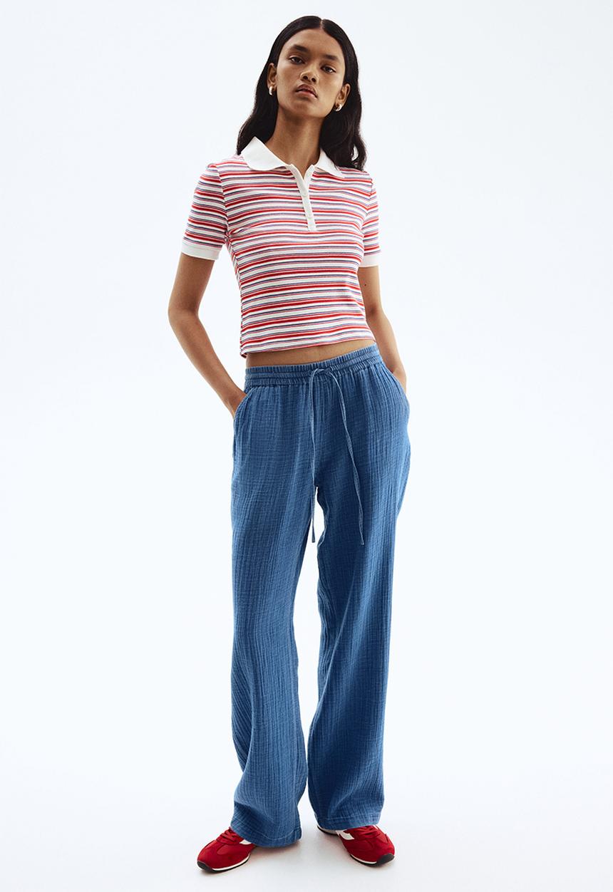 H&M - Cotton muslin trousers - blue