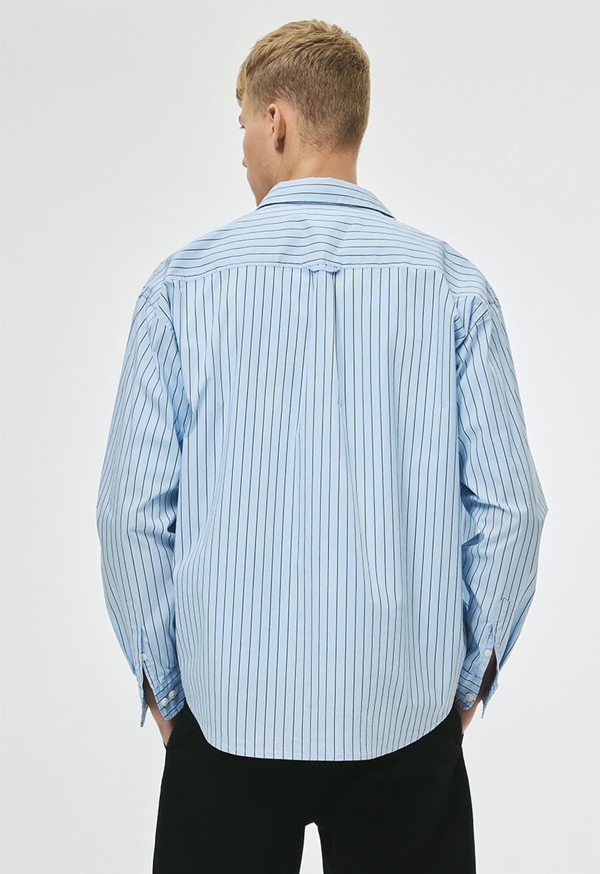 H&M - Loose fit poplin shirt - blue pinstriped