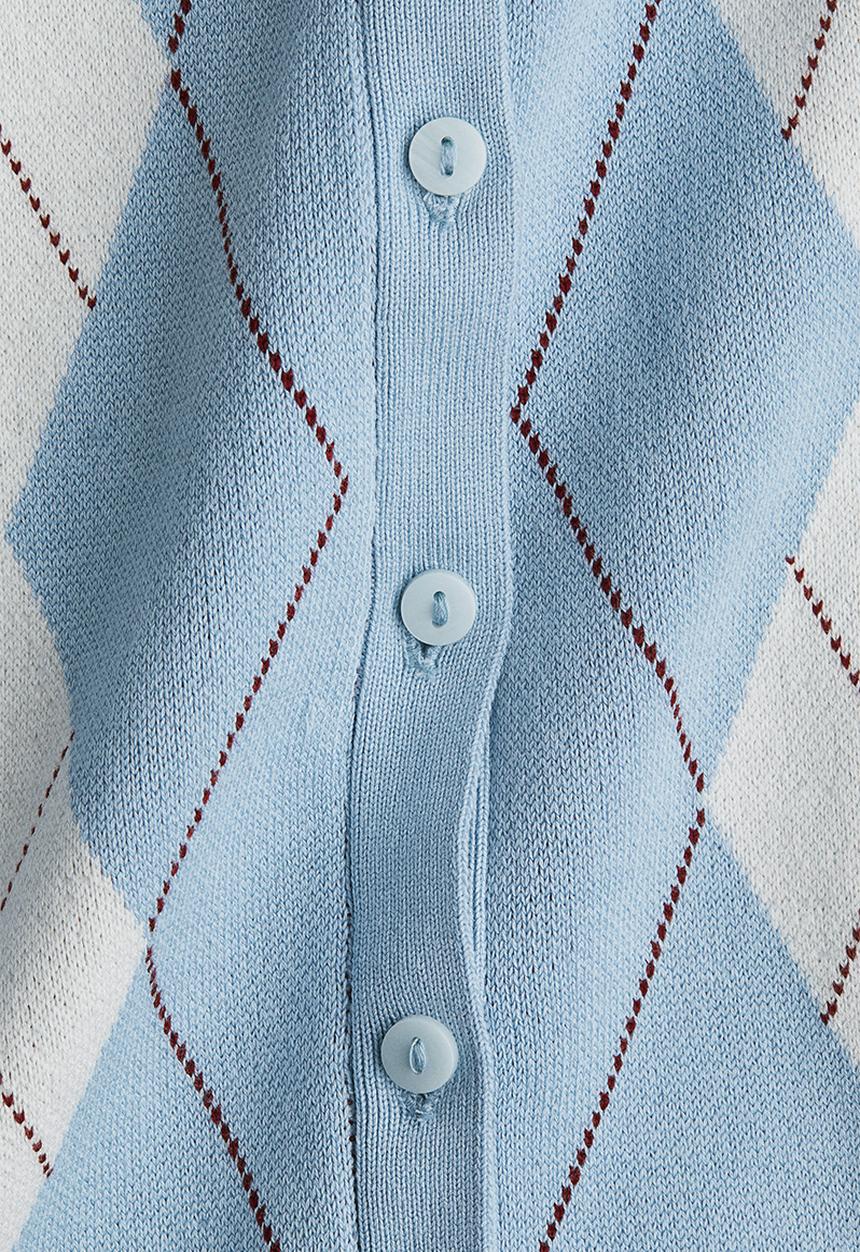 H&M - Fine-knit waistcoat - light blue/argyle pattern