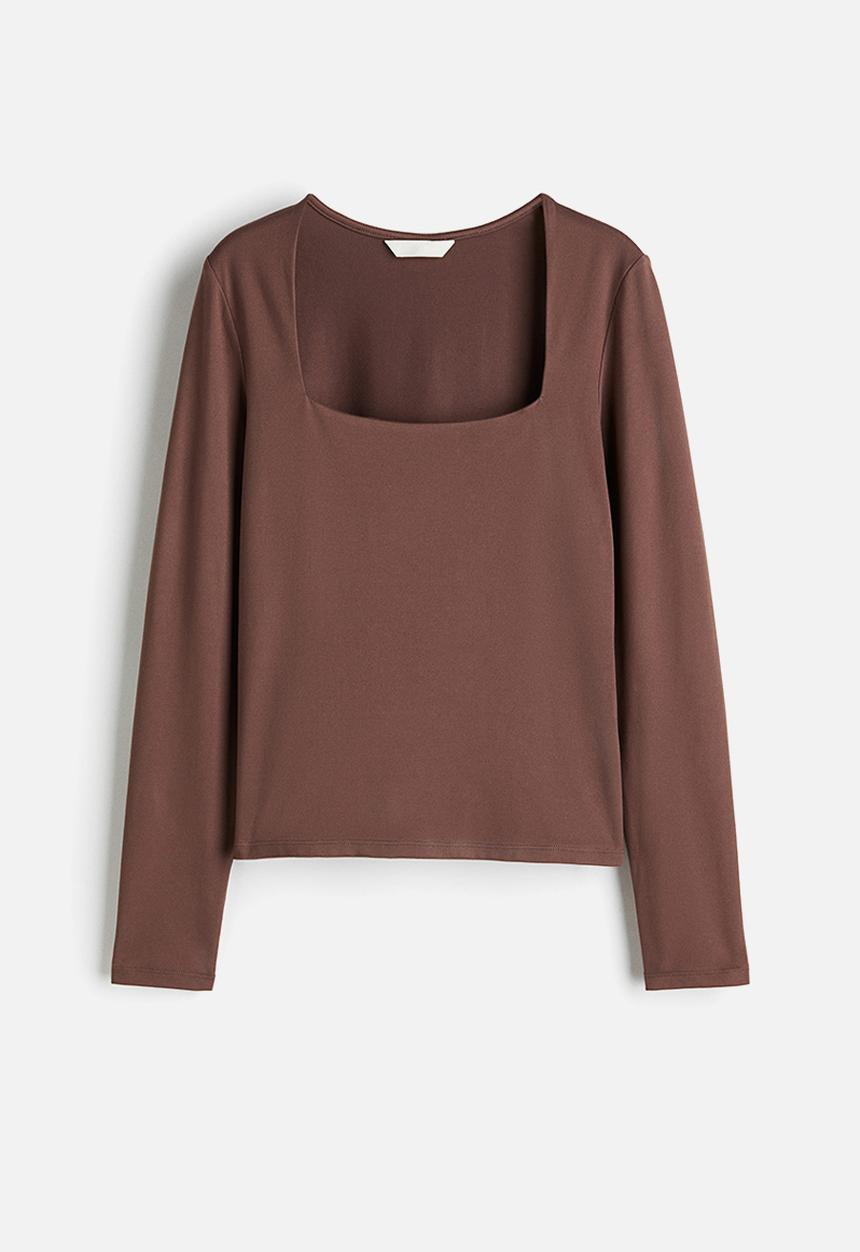 H&M - Long-sleeved jersey top - dark mole 