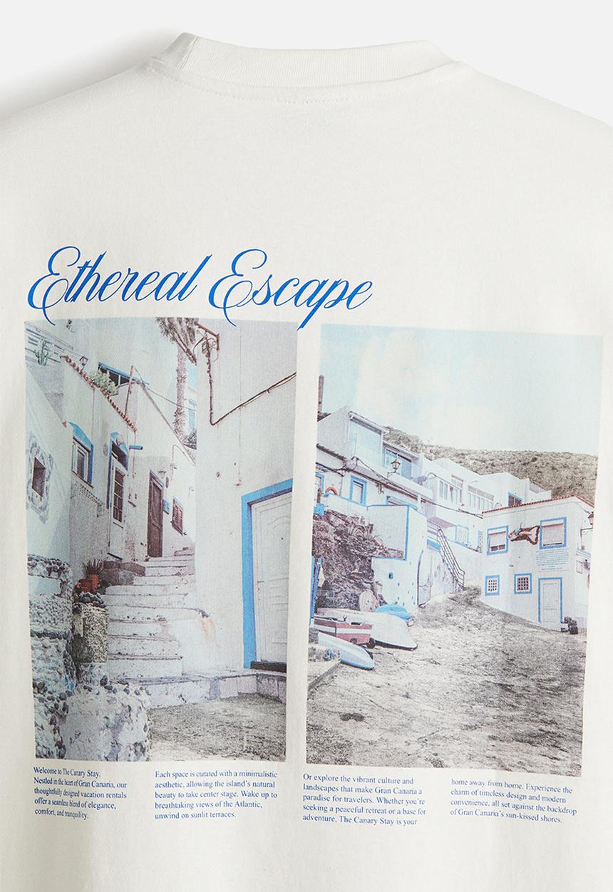 H&M - Oversized fit printed t-shirt - white ethereal escape