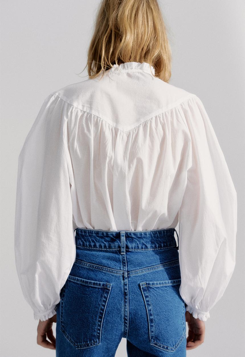H&M - Broderie anglaise-detail blouse - white