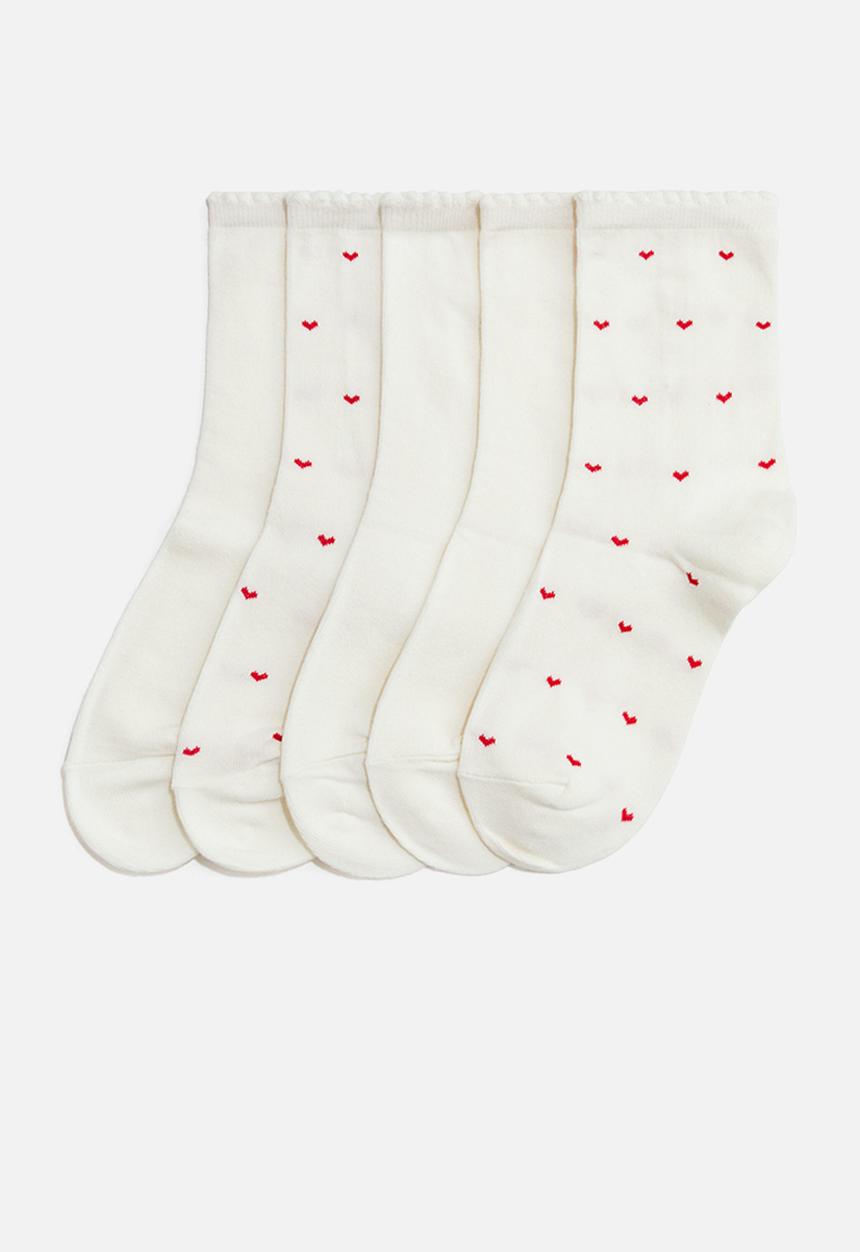 H&M - 5-Pack socks - white/hearts