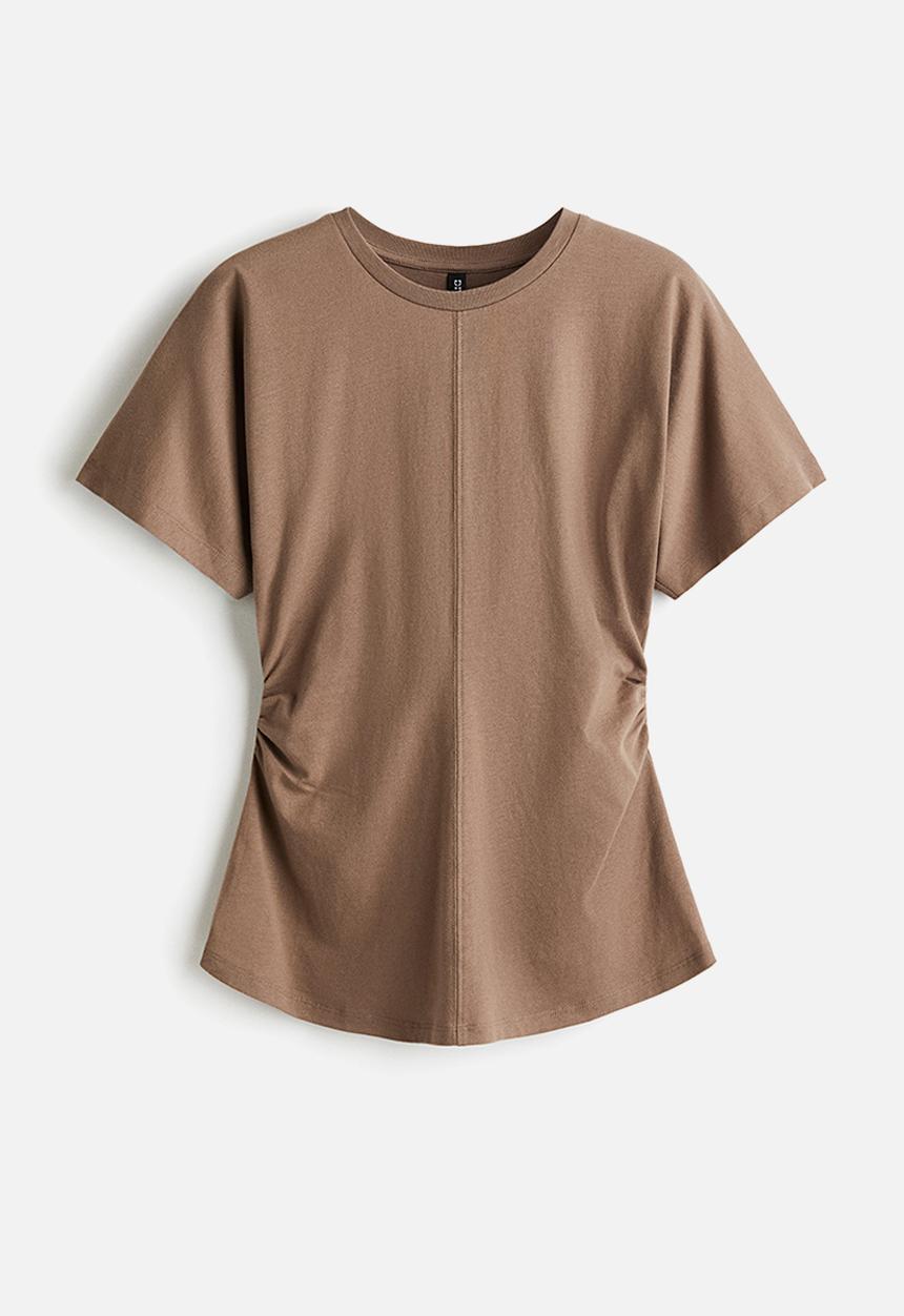 H&M - Ruched T-shirt - dark beige