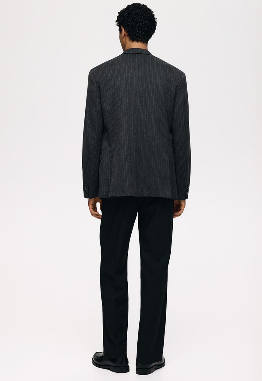 H&M - Relaxed fit double-breasted jacket - dark grey pinstriped