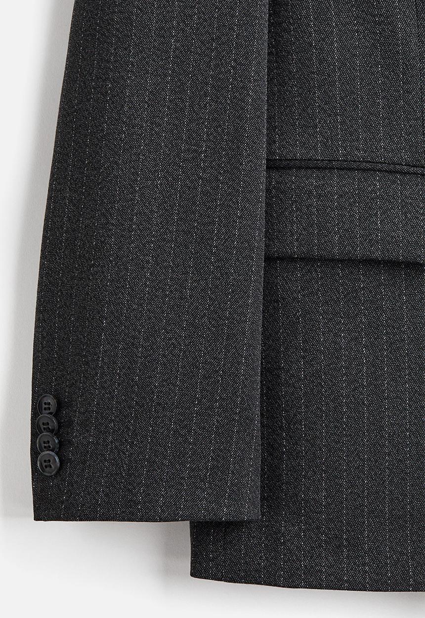 H&M - Relaxed fit double-breasted jacket - dark grey pinstriped