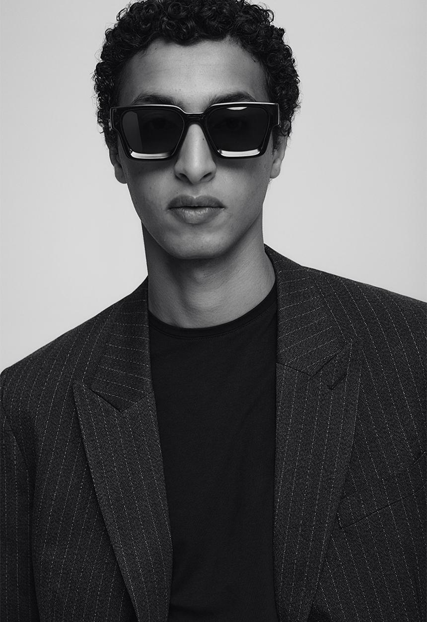 H&M - Relaxed fit double-breasted jacket - dark grey pinstriped