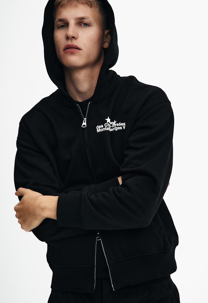 Loose fit zip-through hoodie - black avenue - 1289806001