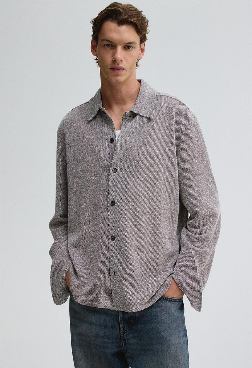 H&M - Regular fit textured shirt - greige