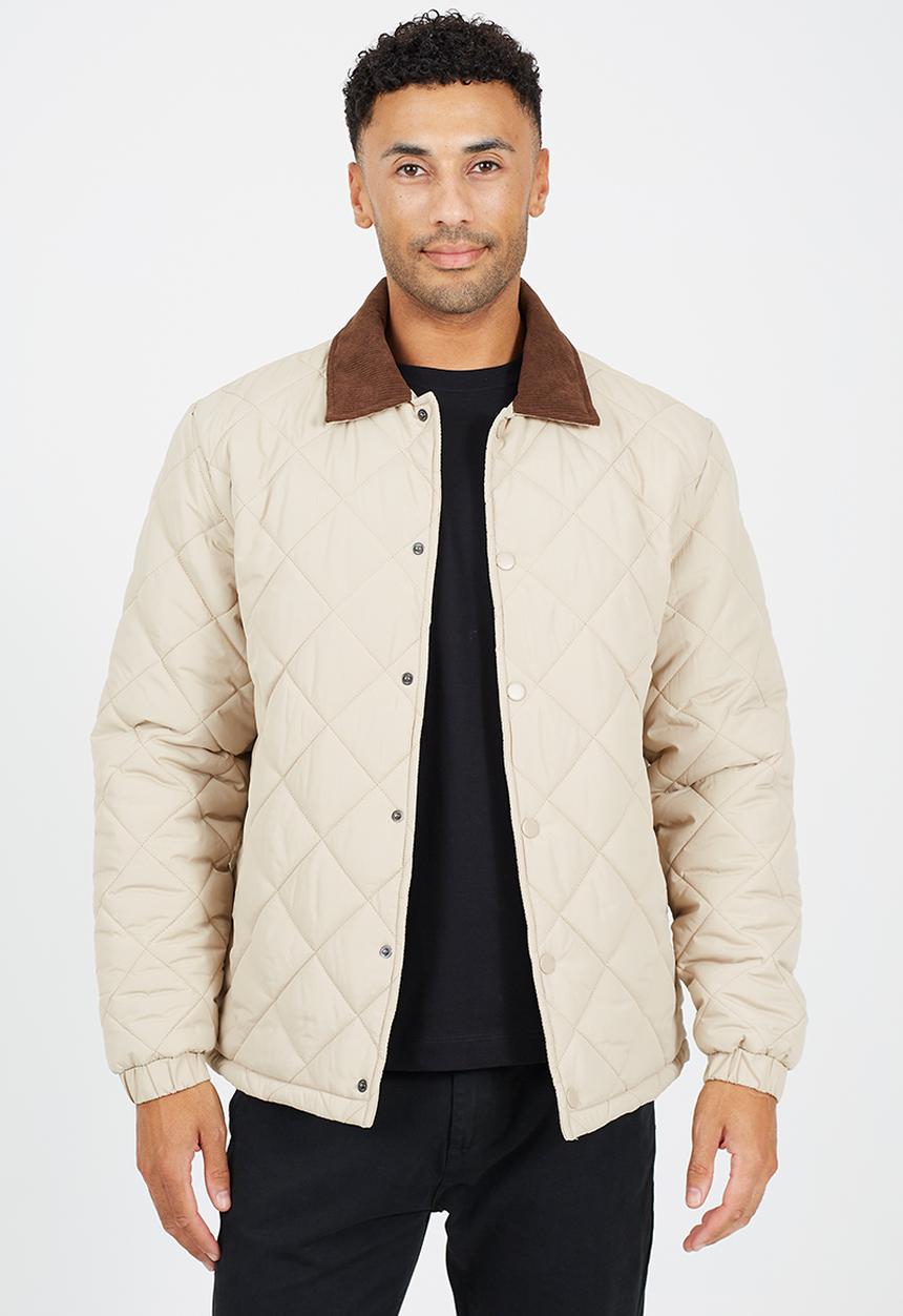 Brave Soul - Quilted Padded Coach Jacket - Stone