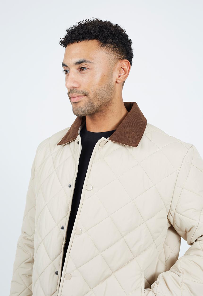Brave Soul - Quilted Padded Coach Jacket - Stone