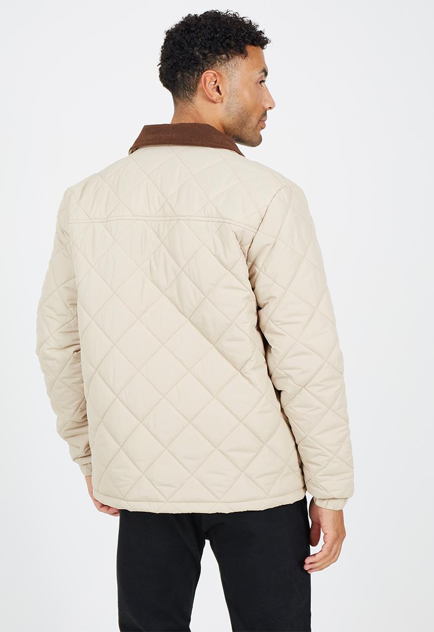 Brave Soul - Quilted Padded Coach Jacket - Stone