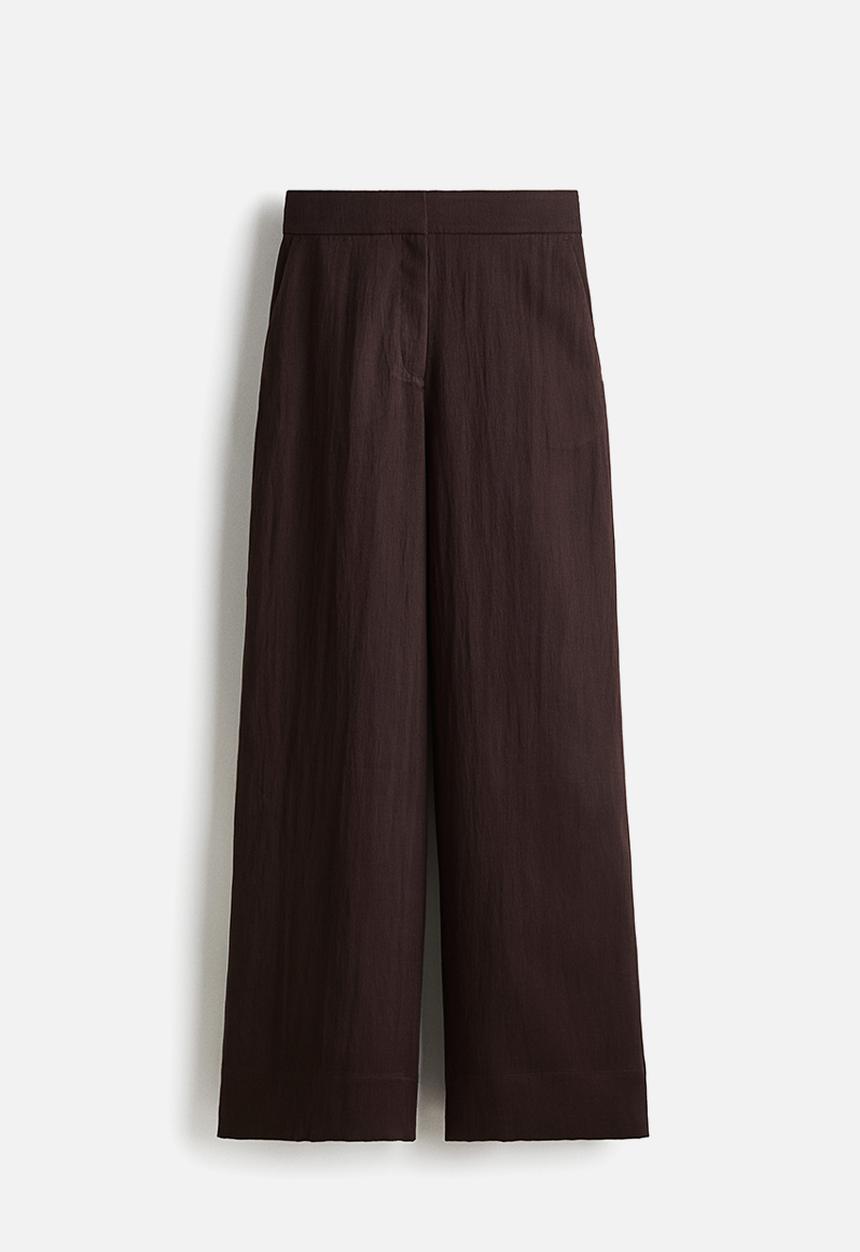 H&M - Wide twill trousers - dark brown