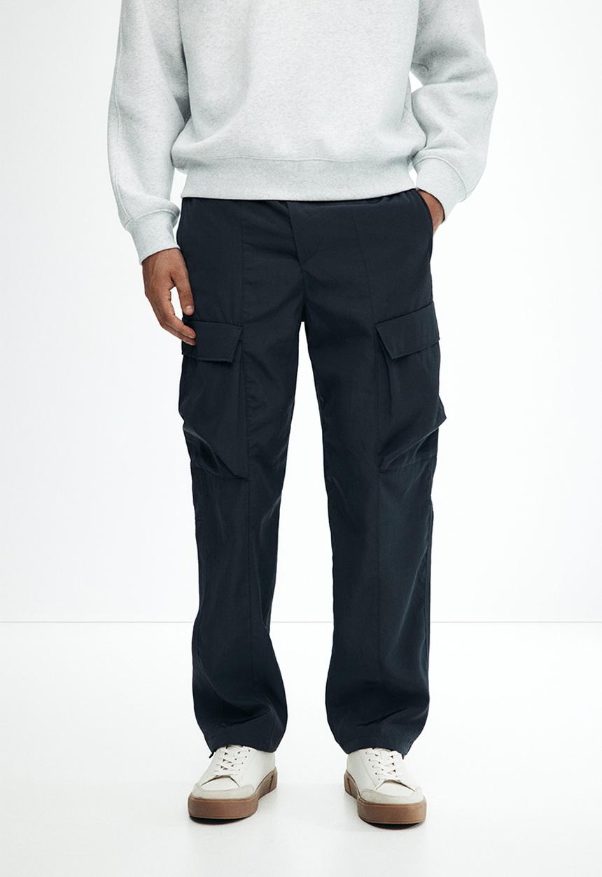 H&M - Relaxed fit nylon cargo trousers - steel blue