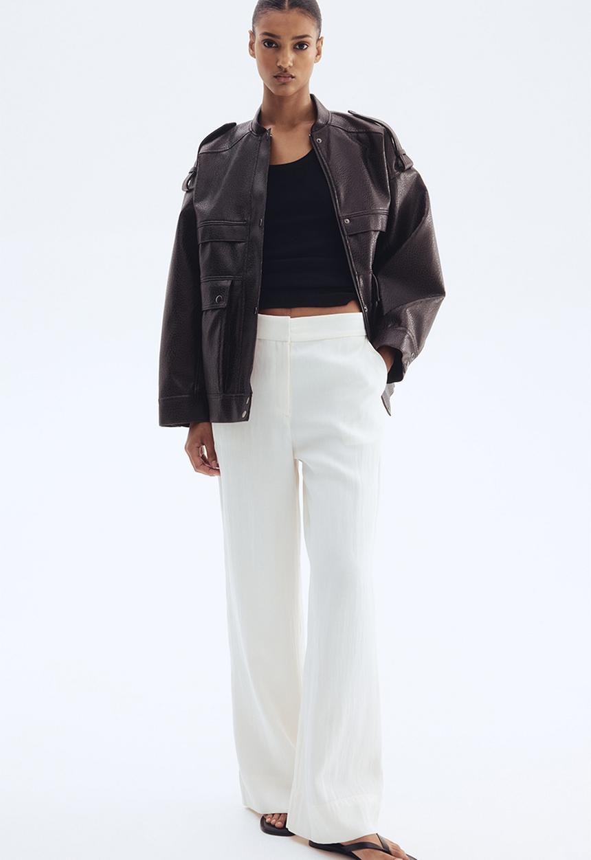 H&M - Wide twill trousers - white