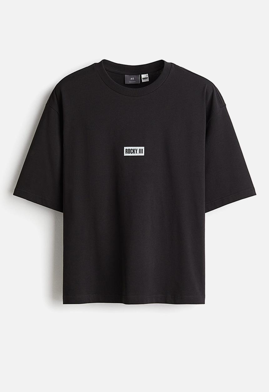 H&M - Oversized fit printed T-shirt - black rocky