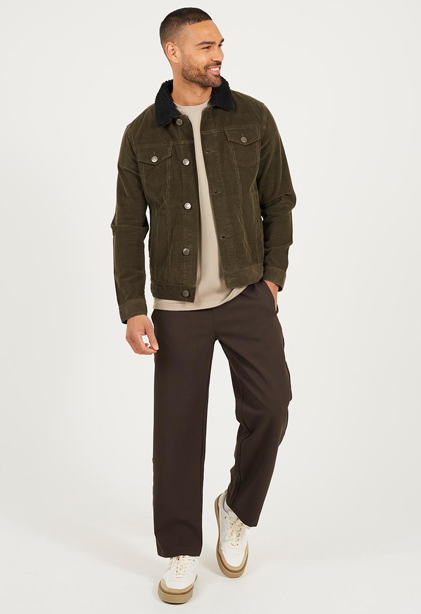 Brave Soul - Cord Jacket - Khaki Cord/ Black Borg