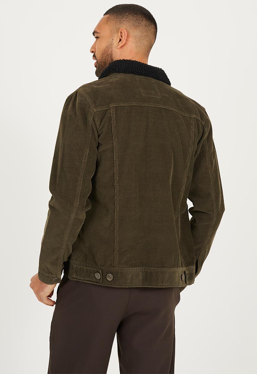 Brave Soul - Cord Jacket - Khaki Cord/ Black Borg