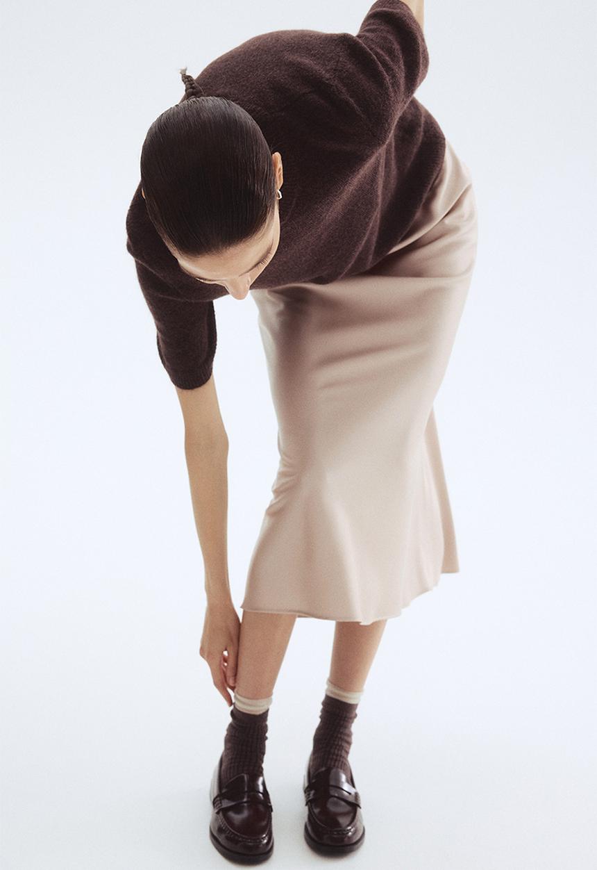 H&M - Midi skirt - light beige