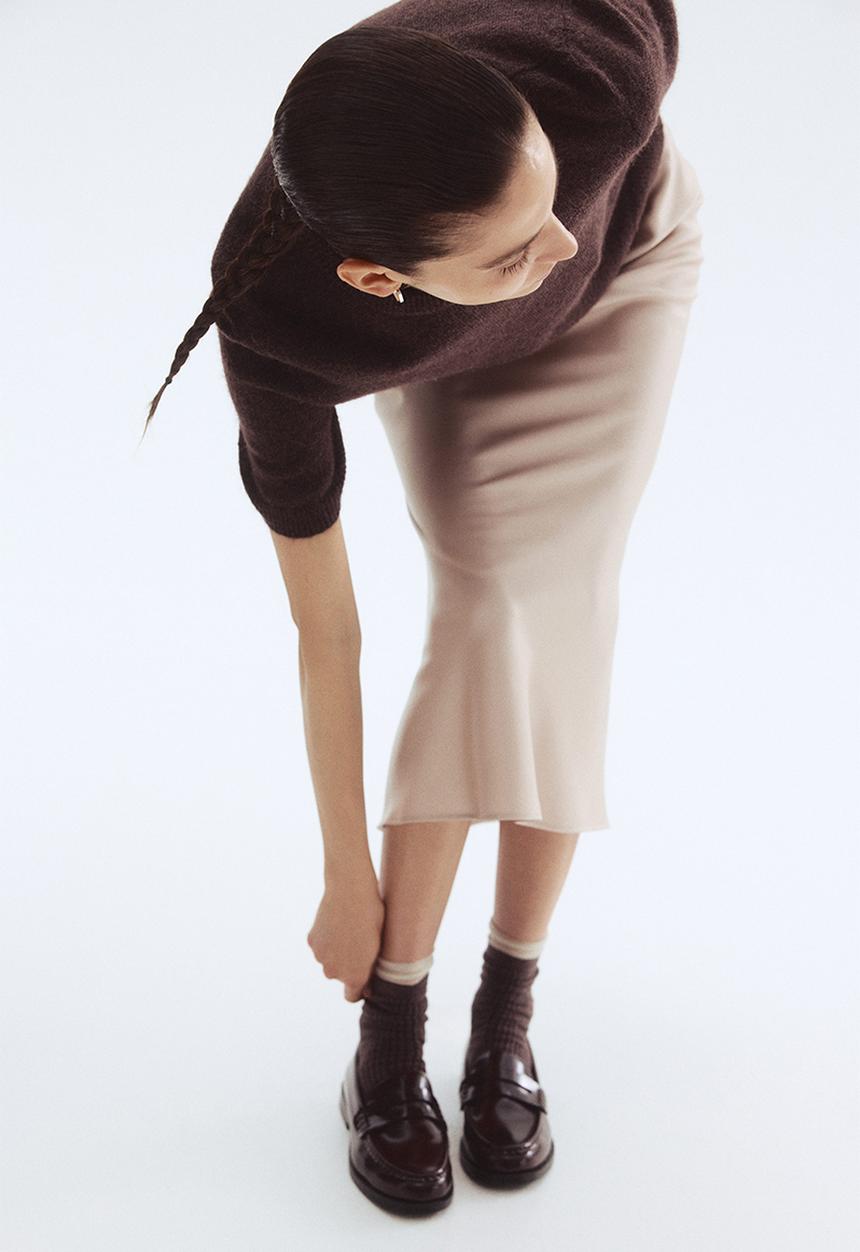 H&M - Midi skirt - light beige