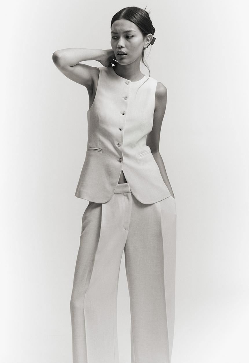 H&M - Long waistcoat - cream