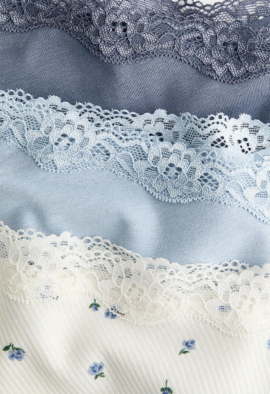 H&M - 3-Pack cotton and lace hipster briefs - white/floral 
