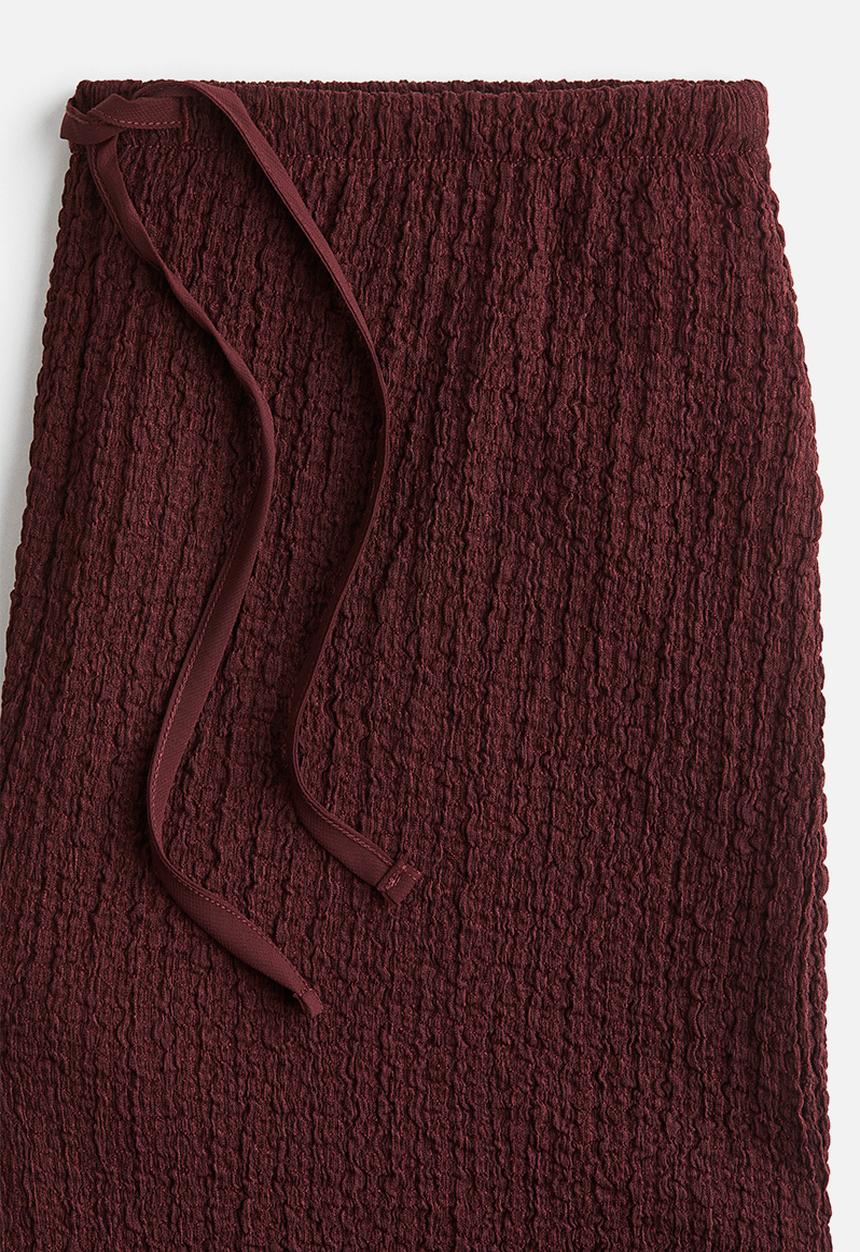 H&M - Crinkled drawstring trousers - burgundy