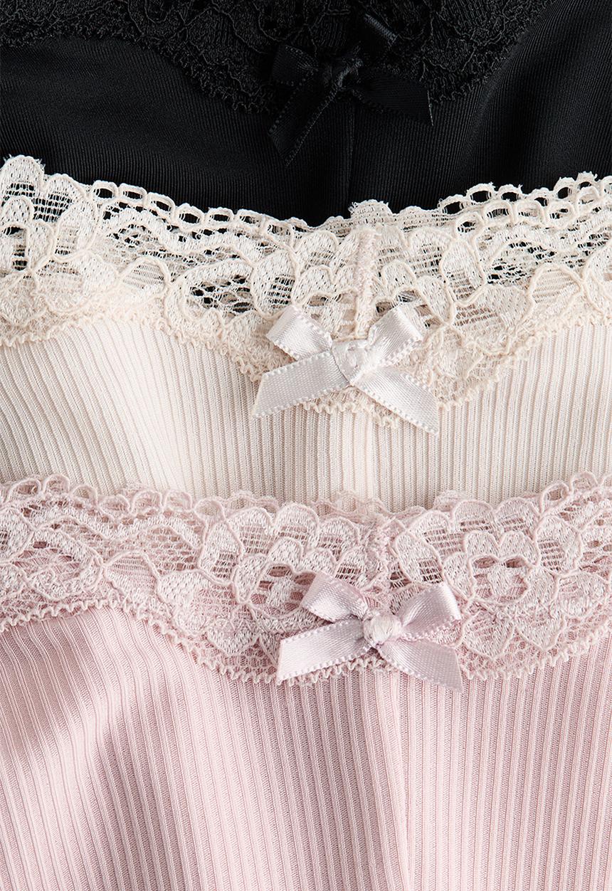 H&M - 3-Pack microfibre and lace hipster briefs - light pink/black