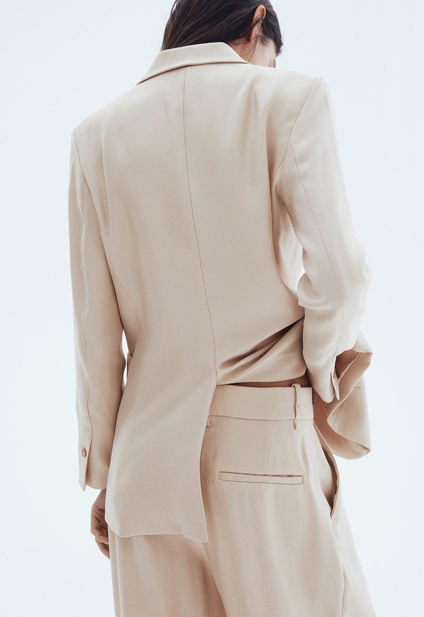 H&M - Wide tailored trousers - light beige
